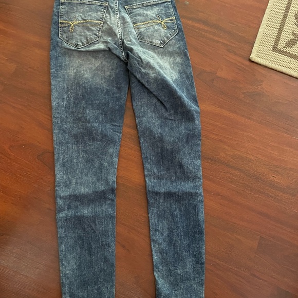 Levis Denizen Ultra High Rise Ankle Jeggings med wash blue jeans sz 5 distressed - Picture 4 of 15